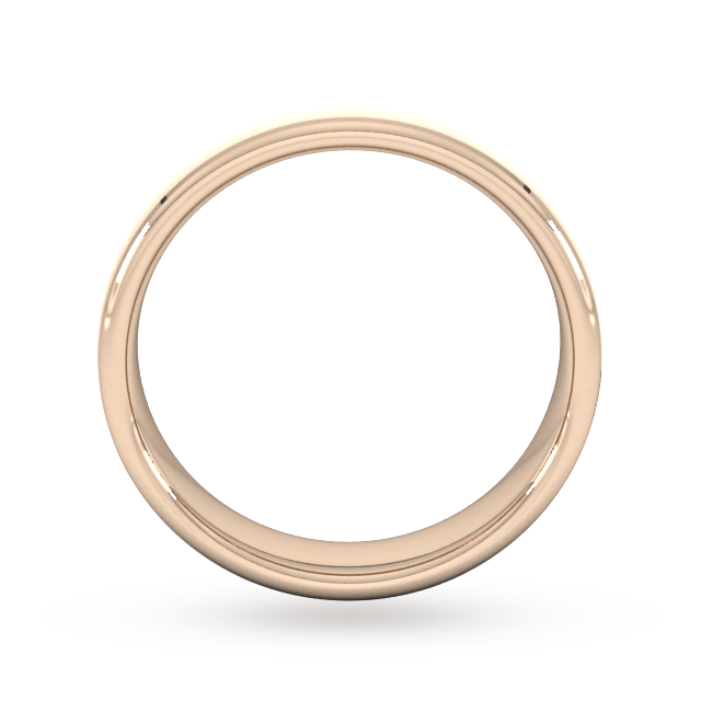 Goldsmiths 5mm Slight Court Standard Polished Chamfered Edges With Matt Centre Wedding Ring In 18 Carat Rose Gold