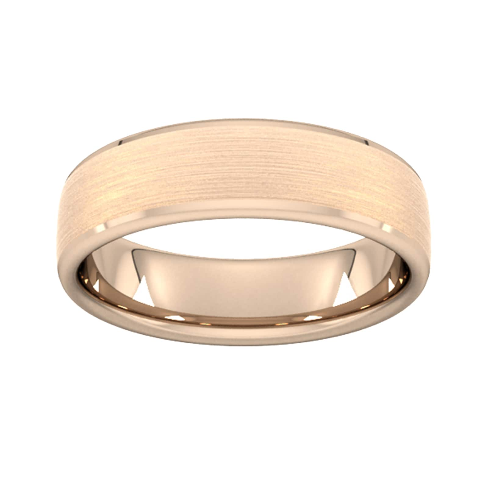 6mm Slight Court Standard Polished Chamfered Edges With Matt Centre Wedding Ring In 18 Carat Rose Gold - Ring Size R