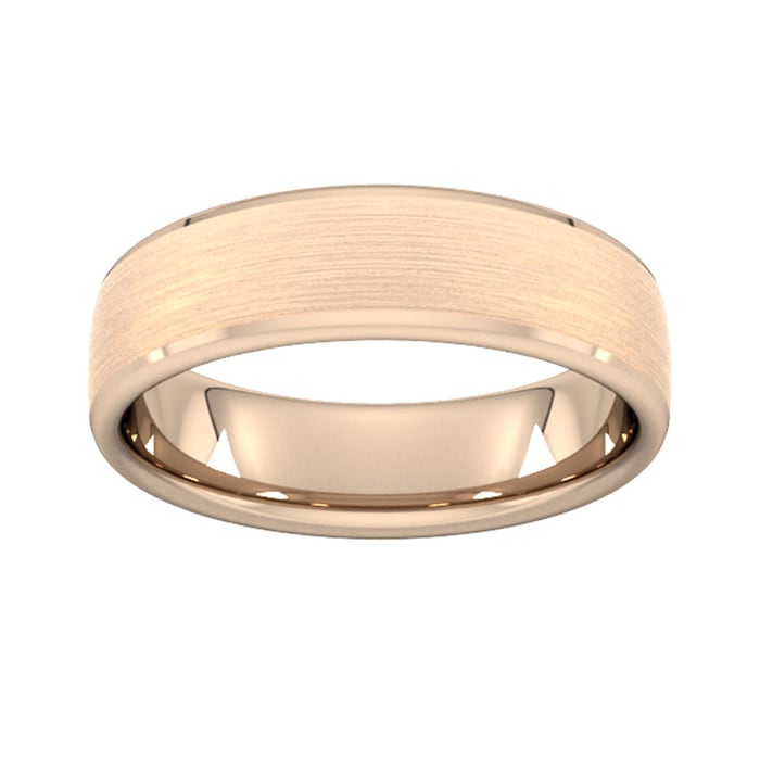 Goldsmiths 6mm Slight Court Standard Polished Chamfered Edges With Matt Centre Wedding Ring In 18 Carat Rose Gold