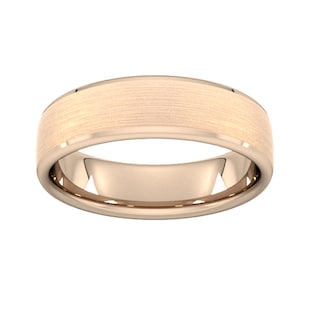 Goldsmiths 6mm Slight Court Standard Polished Chamfered Edges With Matt Centre Wedding Ring In 18 Carat Rose Gold