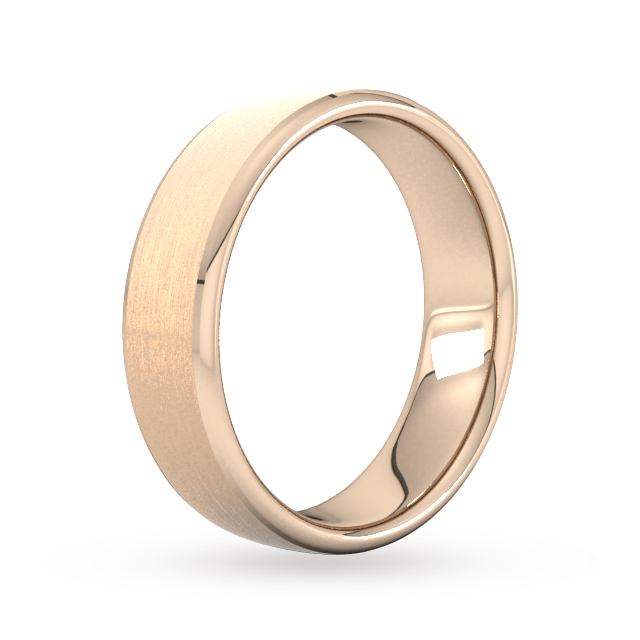 Goldsmiths 6mm Slight Court Standard Polished Chamfered Edges With Matt Centre Wedding Ring In 18 Carat Rose Gold