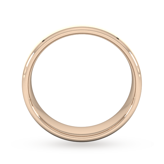 Goldsmiths 6mm Slight Court Standard Polished Chamfered Edges With Matt Centre Wedding Ring In 18 Carat Rose Gold