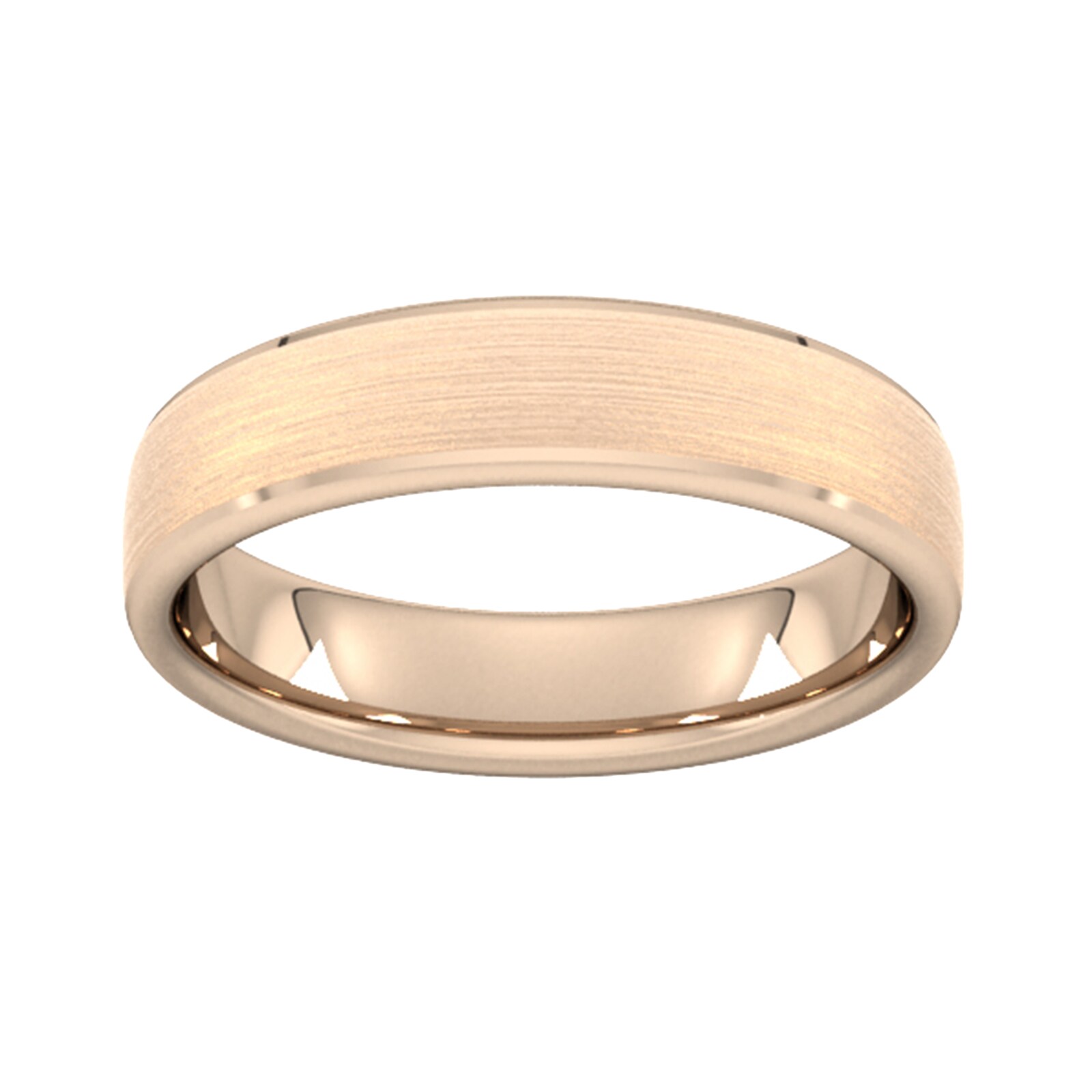 5mm Slight Court Heavy Polished Chamfered Edges With Matt Centre Wedding Ring In 18 Carat Rose Gold - Ring Size W
