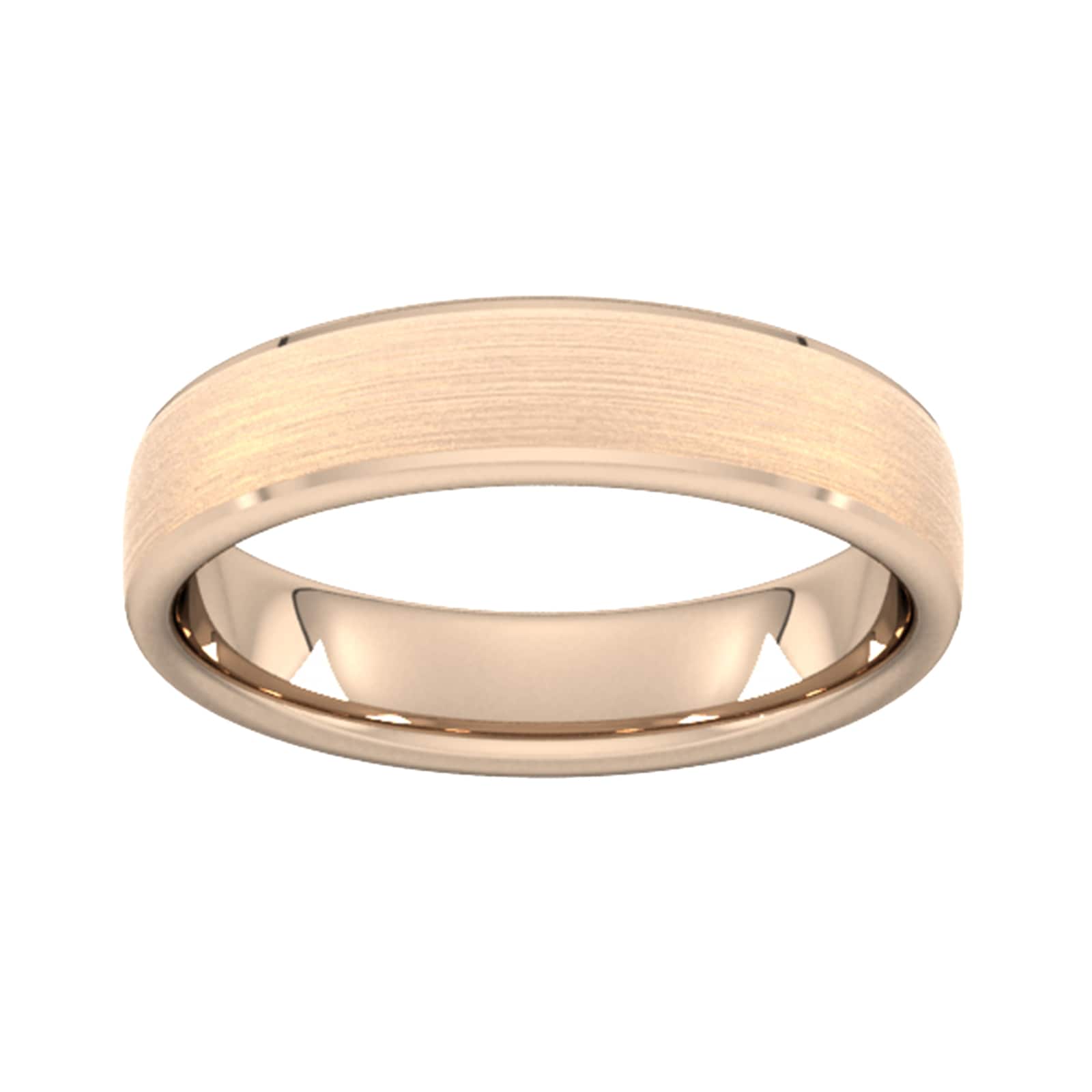 5mm Slight Court Heavy Polished Chamfered Edges With Matt Centre Wedding Ring In 18 Carat Rose Gold - Ring Size K