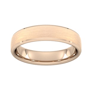 Goldsmiths 5mm Slight Court Extra Heavy Polished Chamfered Edges With Matt Centre Wedding Ring In 18 Carat Rose Gold