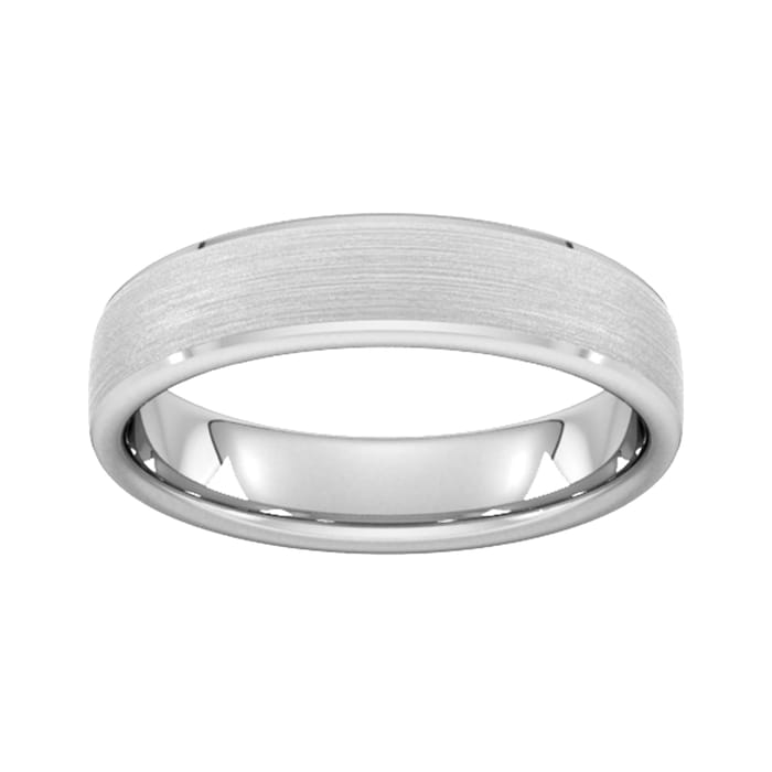 Goldsmiths 5mm Slight Court Extra Heavy Polished Chamfered Edges With Matt Centre Wedding Ring In Platinum - Ring Size Q