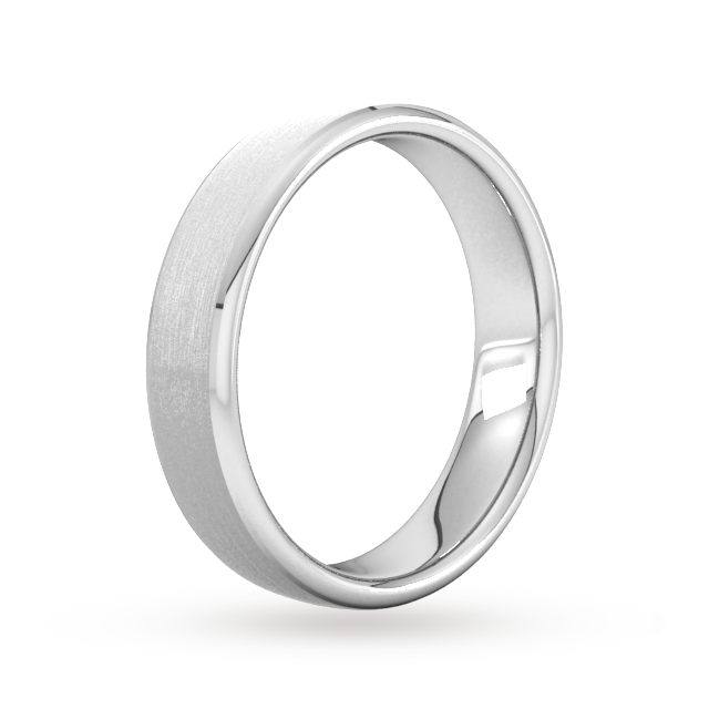 Goldsmiths 5mm Slight Court Extra Heavy Polished Chamfered Edges With Matt Centre Wedding Ring In Platinum - Ring Size Q