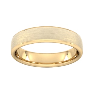 Goldsmiths 5mm Flat Court Heavy Polished Chamfered Edges With Matt Centre Wedding Ring In 18 Carat Yellow Gold