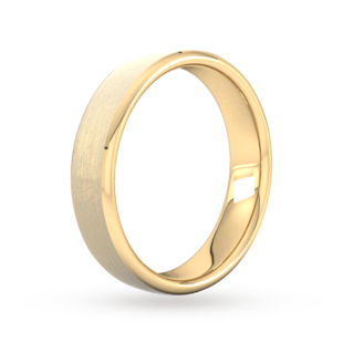 Goldsmiths 5mm Flat Court Heavy Polished Chamfered Edges With Matt Centre Wedding Ring In 18 Carat Yellow Gold