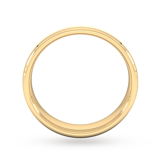Goldsmiths 5mm Flat Court Heavy Polished Chamfered Edges With Matt Centre Wedding Ring In 18 Carat Yellow Gold - Ring Size P