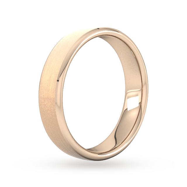 Goldsmiths 5mm Flat Court Heavy Polished Chamfered Edges With Matt Centre Wedding Ring In 18 Carat Rose Gold - Ring Size Q