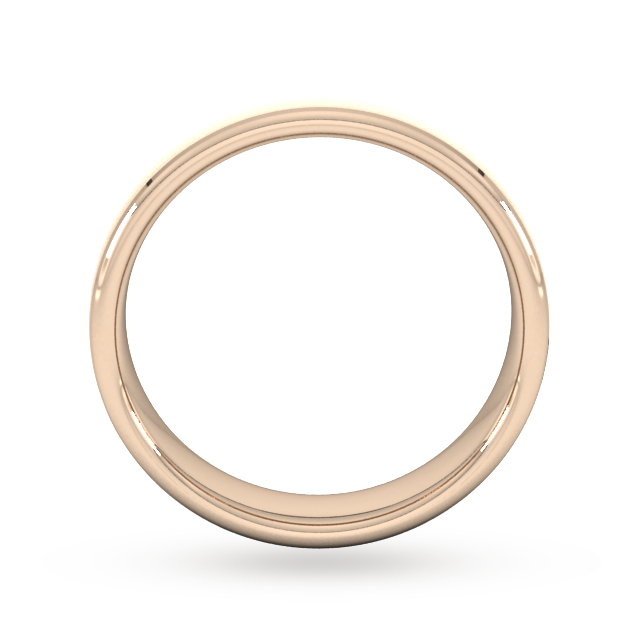 Goldsmiths 5mm Flat Court Heavy Polished Chamfered Edges With Matt Centre Wedding Ring In 18 Carat Rose Gold - Ring Size P