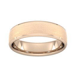 08300875 - 6mm Flat Court Heavy Polished Chamfered Edges With Matt Centre Wedding Ring In 18 Carat Rose Gold