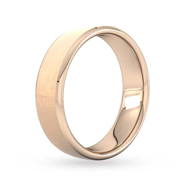 Goldsmiths 6mm Flat Court Heavy Polished Chamfered Edges With Matt Centre Wedding Ring In 18 Carat Rose Gold Goldsmiths 6mm Flat Court Heavy Polished Chamfered Edges With Matt Centre Wedding Ring In 18 Carat Rose Gold