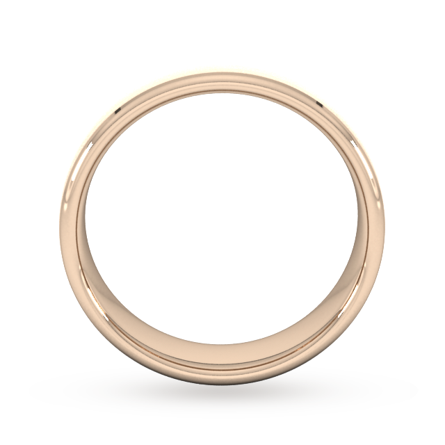Goldsmiths 6mm Flat Court Heavy Polished Chamfered Edges With Matt Centre Wedding Ring In 18 Carat Rose Gold - Ring Size P