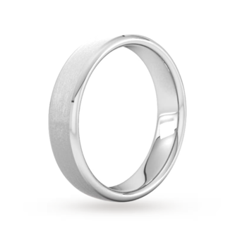Goldsmiths 5mm Flat Court Heavy Polished Chamfered Edges With Matt Centre Wedding Ring In Platinum