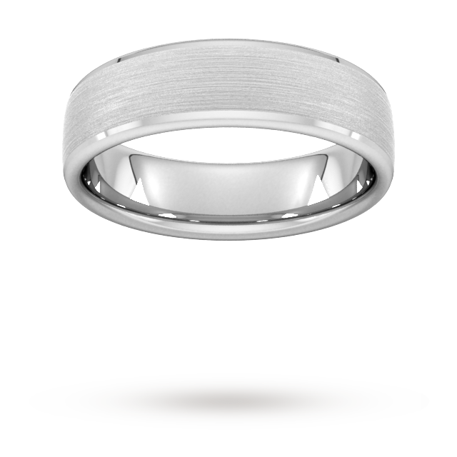 6mm Traditional Court Heavy Polished Chamfered Edges With Matt Centre Wedding Ring In 9 Carat White Gold - Ring Size O