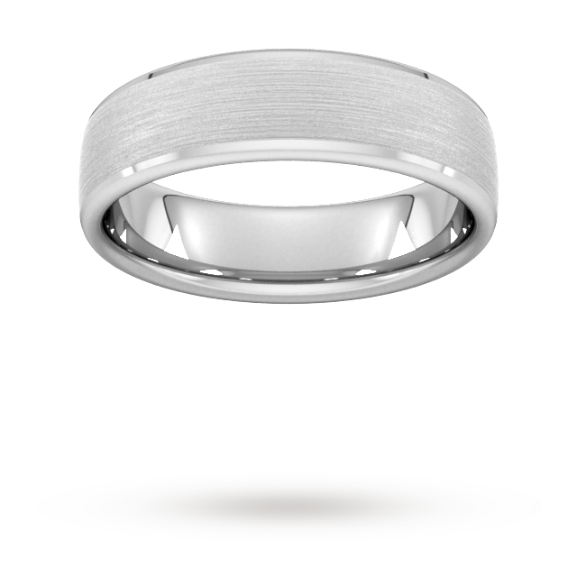 6mm Traditional Court Heavy Polished Chamfered Edges With Matt Centre Wedding Ring In 9 Carat White Gold - Ring Size Q