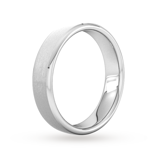 Goldsmiths 5mm Traditional Court Heavy Polished Chamfered Edges With Matt Centre Wedding Ring In 18 Carat White Gold