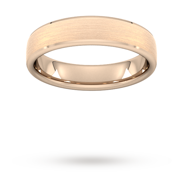 Goldsmiths 5mm Traditional Court Standard Polished Chamfered Edges With Matt Centre Wedding Ring In 18 Carat Rose Gold - Ring Size H