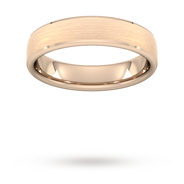 Goldsmiths 5mm Traditional Court Standard Polished Chamfered Edges With Matt Centre Wedding Ring In 18 Carat Rose Gold - Ring Size L