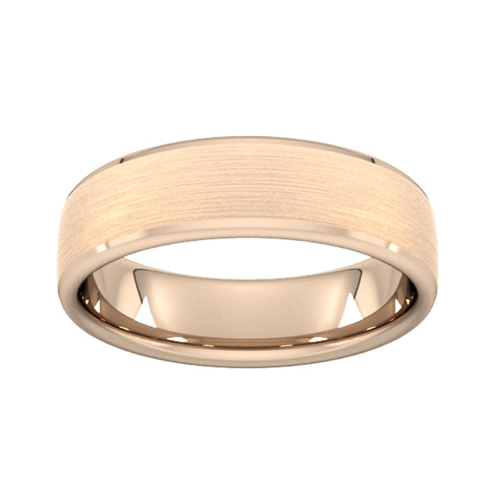 Goldsmiths 6mm Traditional Court Heavy Polished Chamfered Edges With Matt Centre Wedding Ring In 18 Carat Rose Gold - Ring Size S