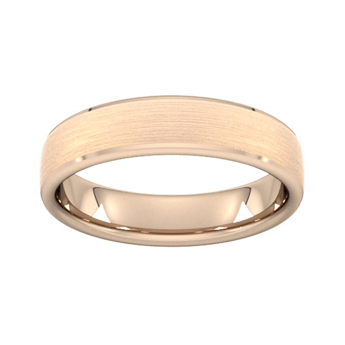 Goldsmiths 5mm D Shape Standard Polished Chamfered Edges With Matt Centre Wedding Ring In 9 Carat Rose Gold - Ring Size P