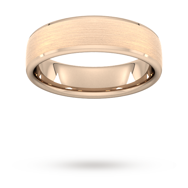 Goldsmiths 6mm D Shape Heavy Polished Chamfered Edges With Matt Centre Wedding Ring In 9 Carat Rose Gold