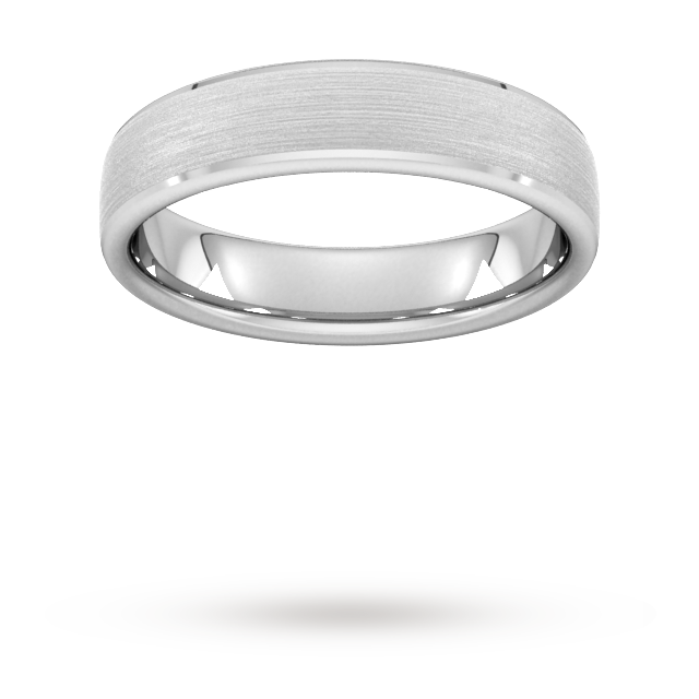 5mm D Shape Heavy Polished Chamfered Edges With Matt Centre Wedding Ring In 18 Carat White Gold - Ring Size S