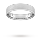 Goldsmiths 5mm D Shape Heavy Polished Chamfered Edges With Matt Centre Wedding Ring In 18 Carat White Gold - Ring Size N