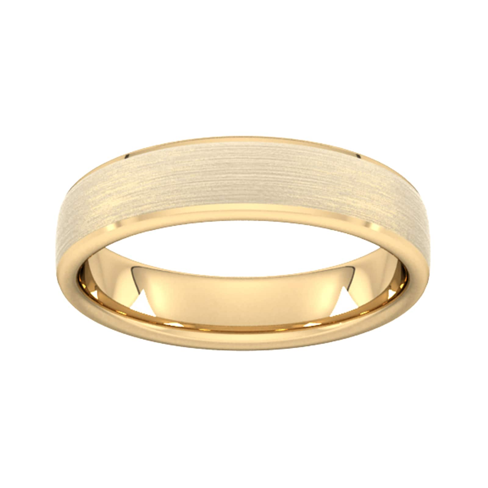 5mm D Shape Heavy Polished Chamfered Edges With Matt Centre Wedding Ring In 18 Carat Yellow Gold - Ring Size N