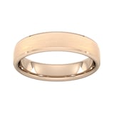 Goldsmiths 5mm D Shape Heavy Polished Chamfered Edges With Matt Centre Wedding Ring In 18 Carat Rose Gold - Ring Size G