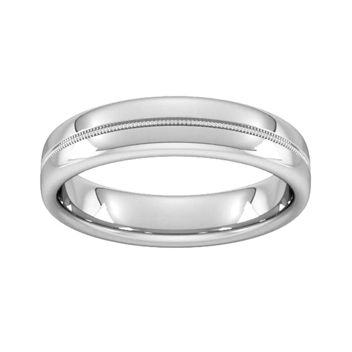 Goldsmiths 5mm Slight Court Heavy Milgrain Centre Wedding Ring In 9 Carat White Gold