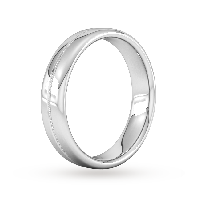 Goldsmiths 5mm Slight Court Heavy Milgrain Centre Wedding Ring In 9 Carat White Gold - Ring Size Q