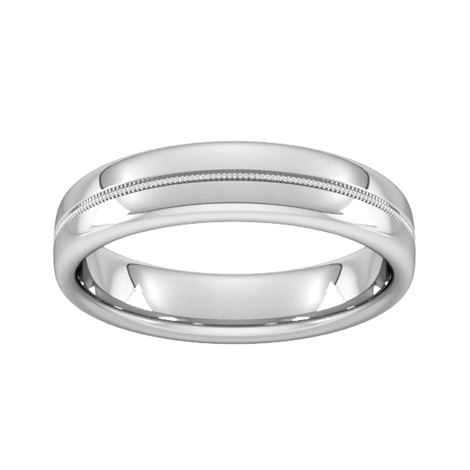 5mm Slight Court Extra Heavy Milgrain Centre Wedding Ring In 9 Carat White Gold - Ring Size Q