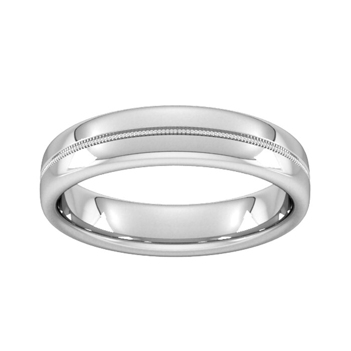 Goldsmiths 5mm Slight Court Extra Heavy Milgrain Centre Wedding Ring In 9 Carat White Gold - Ring Size P