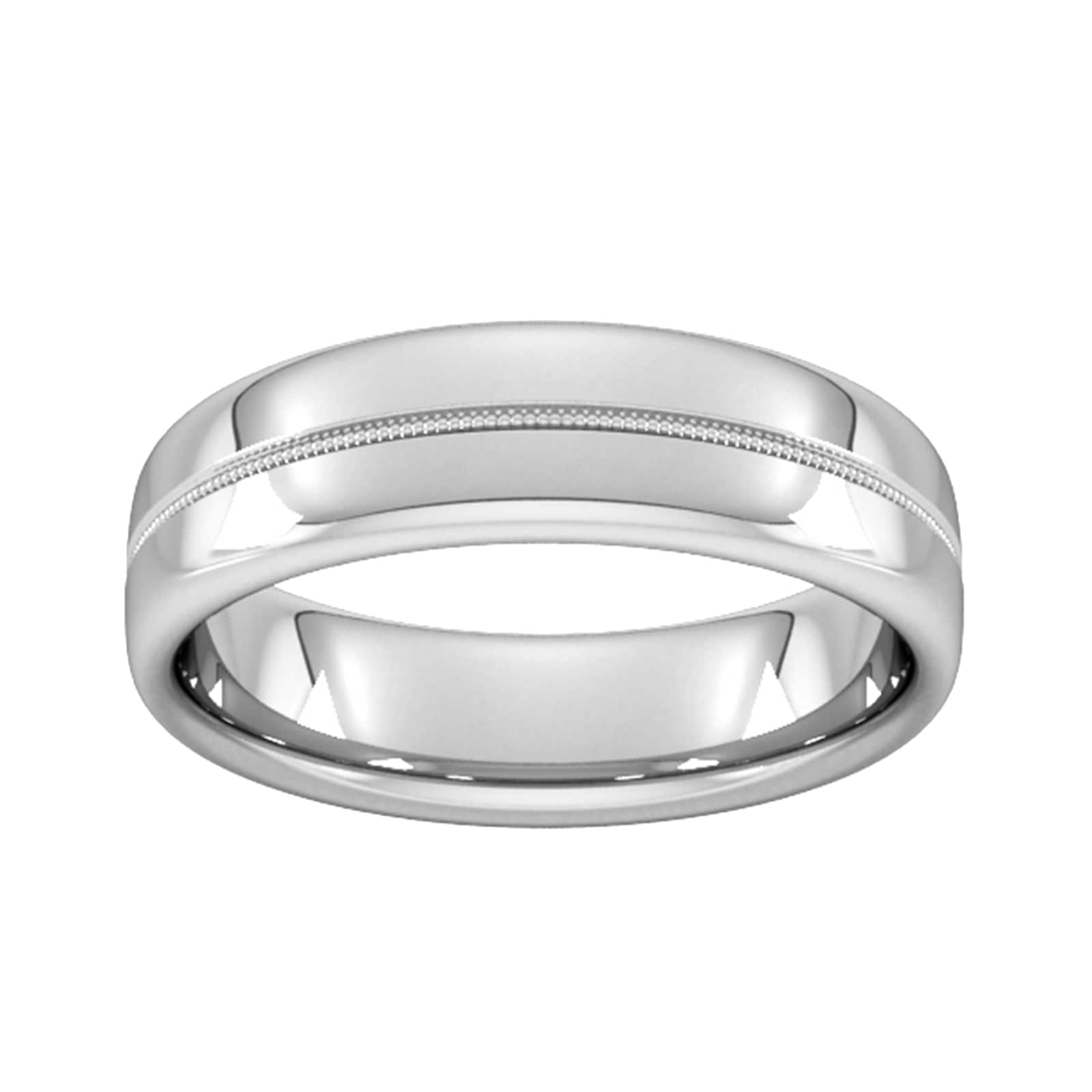 6mm Slight Court Extra Heavy Milgrain Centre Wedding Ring In 9 Carat White Gold - Ring Size R