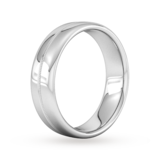Goldsmiths 6mm Slight Court Extra Heavy Milgrain Centre Wedding Ring In 9 Carat White Gold