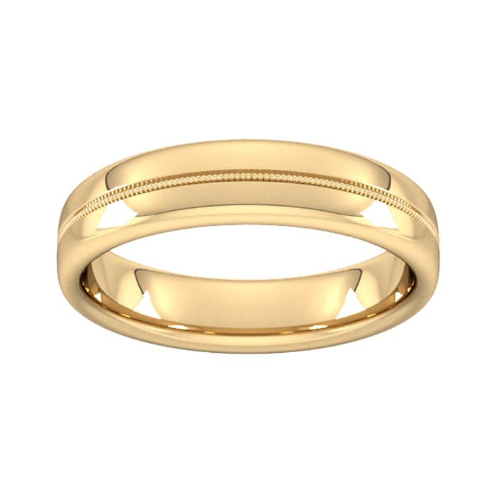 Goldsmiths 5mm Slight Court Heavy Milgrain Centre Wedding Ring In 9 Carat Yellow Gold