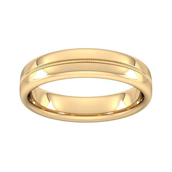 Goldsmiths 5mm Slight Court Heavy Milgrain Centre Wedding Ring In 9 Carat Yellow Gold - Ring Size Q