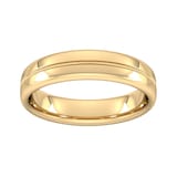 Goldsmiths 5mm Slight Court Heavy Milgrain Centre Wedding Ring In 9 Carat Yellow Gold - Ring Size P