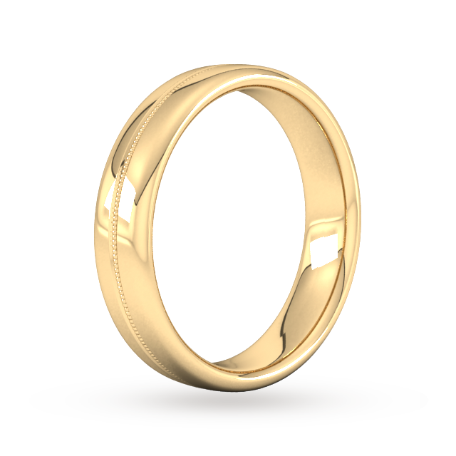 Goldsmiths 5mm Slight Court Heavy Milgrain Centre Wedding Ring In 9 Carat Yellow Gold