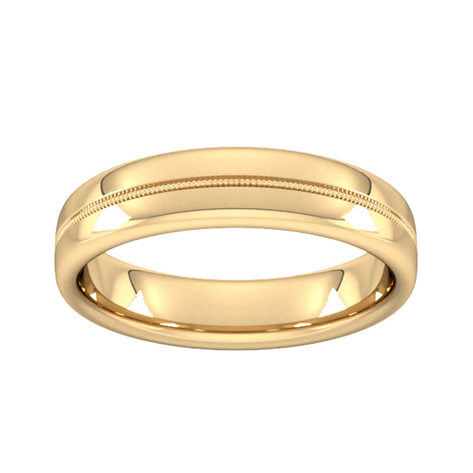 5mm Slight Court Extra Heavy Milgrain Centre Wedding Ring In 9 Carat Yellow Gold - Ring Size Y