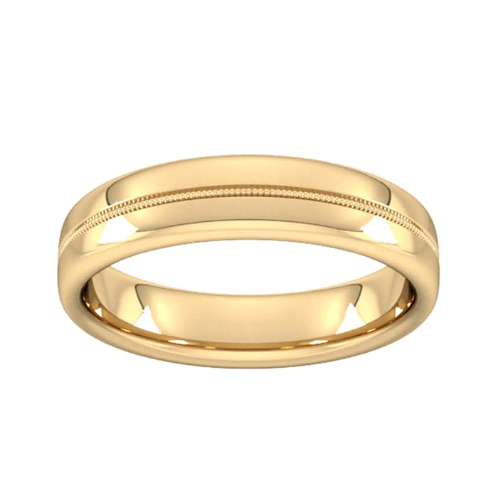 Goldsmiths 5mm Slight Court Extra Heavy Milgrain Centre Wedding Ring In 9 Carat Yellow Gold - Ring Size P