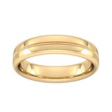 Goldsmiths 5mm Slight Court Extra Heavy Milgrain Centre Wedding Ring In 9 Carat Yellow Gold