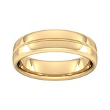 Goldsmiths 6mm Slight Court Extra Heavy Milgrain Centre Wedding Ring In 9 Carat Yellow Gold