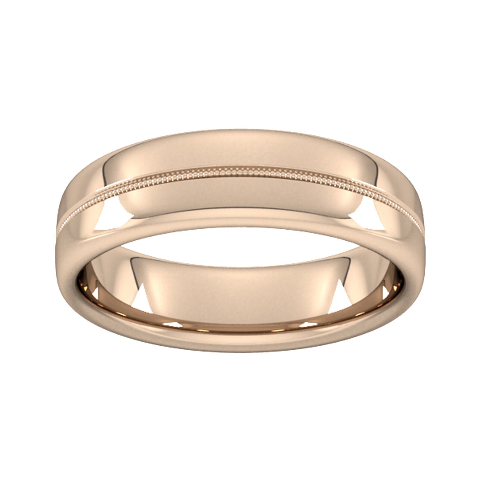 6mm Slight Court Standard Milgrain Centre Wedding Ring In 9 Carat Rose Gold - Ring Size J