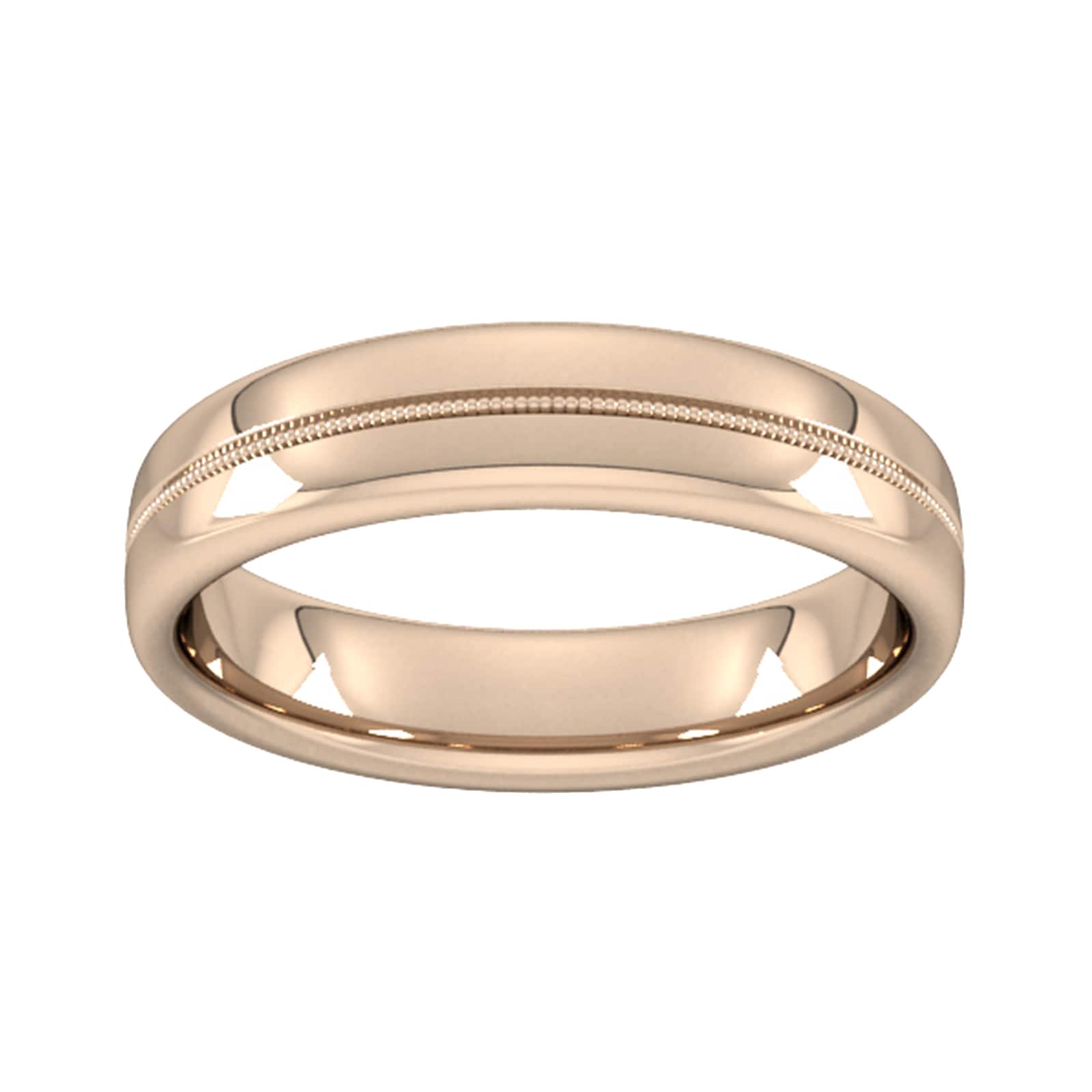 5mm Slight Court Heavy Milgrain Centre Wedding Ring In 9 Carat Rose Gold - Ring Size O