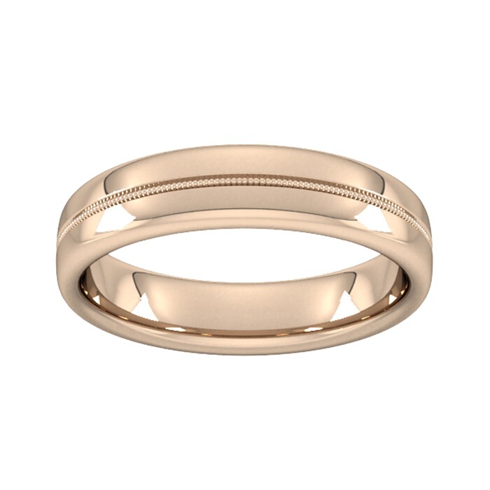 Goldsmiths 5mm Slight Court Heavy Milgrain Centre Wedding Ring In 9 Carat Rose Gold - Ring Size Q