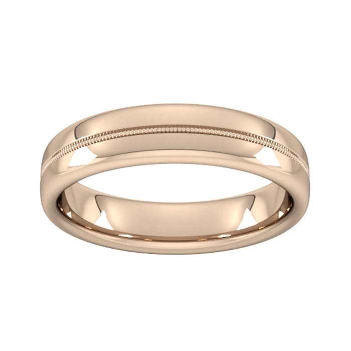 Goldsmiths 5mm Slight Court Heavy Milgrain Centre Wedding Ring In 9 Carat Rose Gold - Ring Size Q